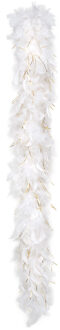 Boland Kerst boa - veren slinger - wit/goud - 180 cm - 50 gram - kerstboomversiering - kerstslinger