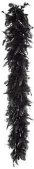 Boland Kerst boa - veren slinger - zwart/zilver - 180 cm - 50 gram - kerstboomversiering - kerstslinger