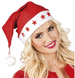 Boland Kerstmuts - rood - met lichtjes - volwassenen - verlichte kerstmuts - sterren