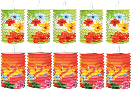Boland Lampionnen Hawaii - 10x stuks - 16 cm - tropisch thema - versiering