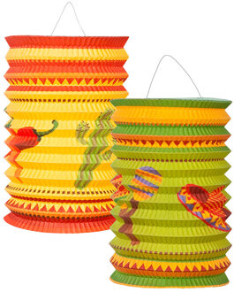 Boland Lampionnen Mexico - 2x stuks - mexicaans thema - fiesta - versiering