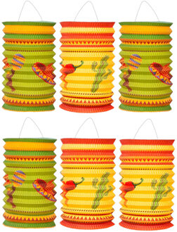 Boland Lampionnen Mexico - 8x stuks - mexicaans thema - fiesta - versiering
