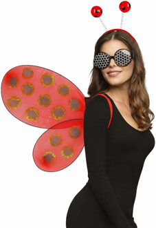 Boland Lieveheersbeestje set - rood - volwassen - carnavalsaccessoires