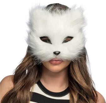 Boland Masker dier - kat - wit - carnaval - themafeest - pluche