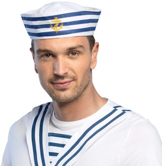 Boland Matrozen hoedje - wit - polyester - carnaval outfit - matrozen/maritiem thema