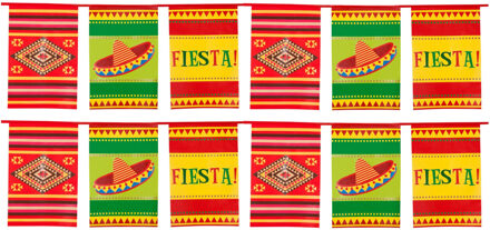 Boland Mexicaanse vlaggenlijn - 2x - 10 meter - kunststof - vlaggentjes - thema mexico