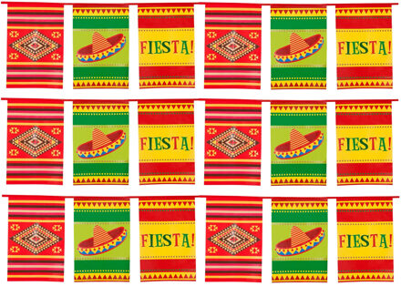 Boland Mexicaanse vlaggenlijn - 3x - 10 meter - kunststof - vlaggentjes - thema mexico