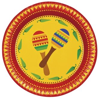Boland Mexico thema bordjes - 10x stuks - papier - D23 cm - mexicaans thema - wegwerp Multi