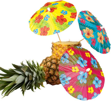 Boland mini parasols - 6x stuks - multi color - hawaii - tropisch thema - cocktail/ijsjes paraplu