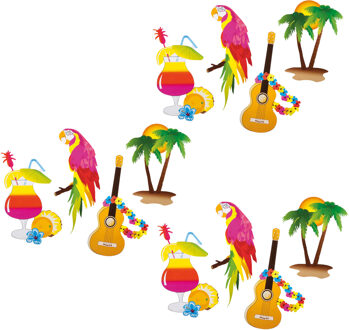 Boland Muurversiering Hawaii - 3x stuks - 35 cm - tropisch thema - versiering