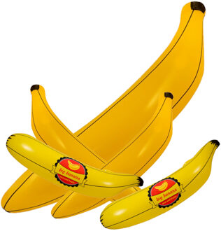 Boland Opblaasbare bananen pakket - 2x van 80 cm/2x van 70 cm/1x van 164 cm - decoratie opblaasartikelen