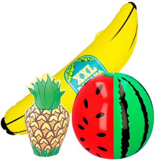 Boland Opblaasbare fruit mix - 1x banaan 71 cm - 1x Watermeloen 35 cm - 1x ananas 35 cm