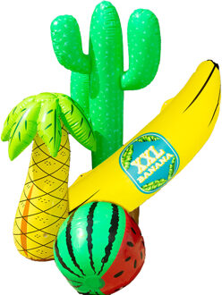 Boland Opblaasbare fruit mix - 1x banaan 71 cm en 1x Watermeloen 35 cm - deco opblaasartikelen