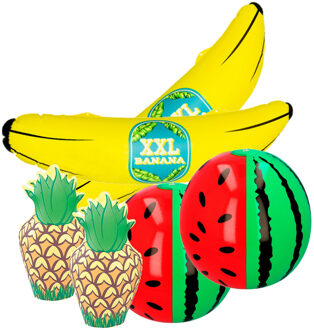 Boland Opblaasbare fruit mix - 2x banaan 71 cm - 2x Watermeloen 35 cm - 2x ananas 35 cm