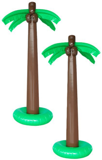 Boland Opblaasbare palmboom XXL - 2x - 180 cm - groot formaat - fun decoratie opblaasartikelen