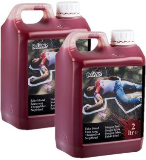 Boland Pakket van 2x stuks jerrycan vloeibaar horror nepbloed schmink - 2 liter - halloween verkleed access