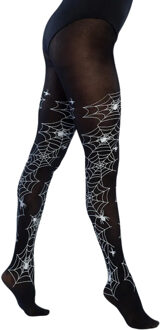 Boland panty - zwart met spinnenwebben - heks - 60 denier - halloween - horror thema