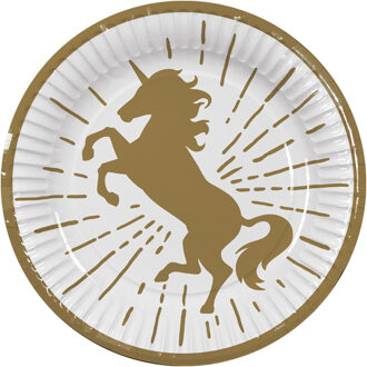 Boland Papieren bordjes Unicorn set a 10 Ø23cm wit