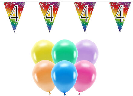 Boland Party 4e jaar verjaardag feest versieringen - Ballonnen en vlaggetjes