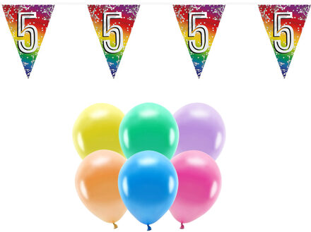 Boland Party 5e jaar verjaardag feest versieringen - Ballonnen en vlaggetjes