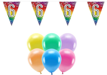 Boland Party 6e jaar verjaardag feest versieringen - Ballonnen en vlaggetjes