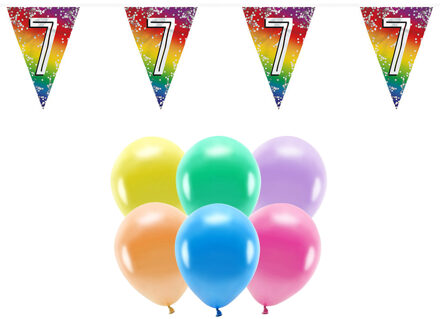 Boland Party 7e jaar verjaardag feest versieringen - Ballonnen en vlaggetjes
