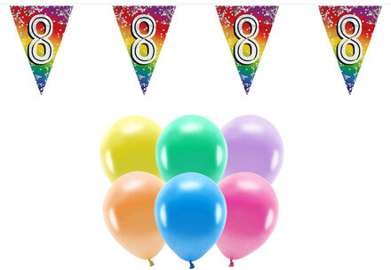 Boland Party 8e jaar verjaardag feest versieringen - Ballonnen en vlaggetjes