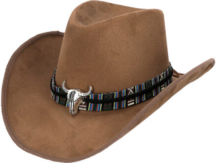 Boland party Carnaval verkleed cowboy hoed Rodeo - bruin - volwassenen - polyester - Verkleedhoofddeksels