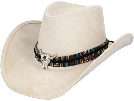 Boland party Carnaval verkleed cowboy hoed Rodeo - creme wit - volwassenen - polyester - Verkleedhoofddeksels Crème