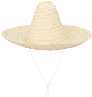 Boland party Carnaval verkleed Sombrero hoed Fiesta - naturel - volwassenen - polyester - Verkleedhoofddeksels Beige