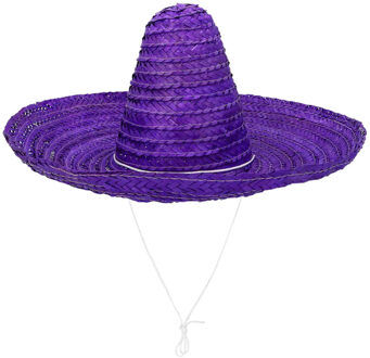 Boland party Carnaval verkleed Sombrero hoed Fiesta - paars - volwassenen - polyester - Verkleedhoofddeksels