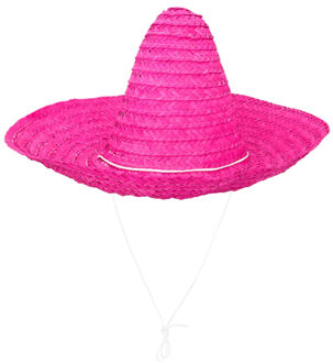 Boland party Carnaval verkleed Sombrero hoed Fiesta - roze - volwassenen - polyester - Verkleedhoofddeksels