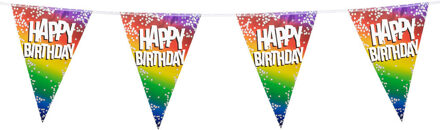 Boland PE vlaggenlijn - 6m - Happy birthday - Regenboog Multi