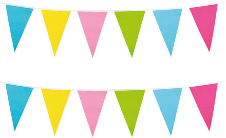 Boland PE vlaggenlijn met puntvlaggetjes - 2x - 10 meter -multi kleuren - tuinfeest - verjaardag