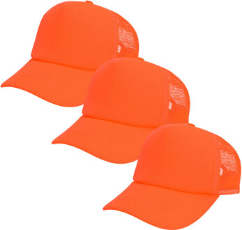 Boland pet neon - 3x - oranje - volwassenen - unisex - 80/90s thema - uv blacklight