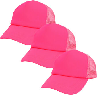 Boland pet neon - 3x - roze - volwassenen - unisex - 80/90s thema - uv blacklight