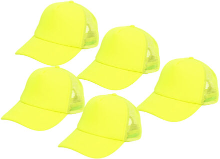 Boland pet neon - 5x - geel - volwassenen - unisex - 80/90s thema - uv blacklight