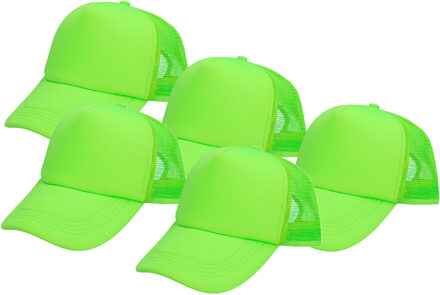 Boland pet neon - 5x - groen - volwassenen - unisex - 80/90s thema - uv blacklight