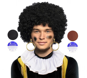 Boland Pieten set - pruik - kraag - schmink - oorbellen - sinterklaas en piet - verkleden