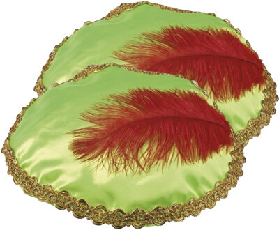 Boland Pietenmuts - 2x - groen - met veer - kinderen - sinterklaasfeest