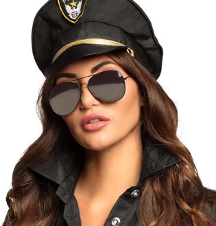 Boland pilotenbril - zwart - metaal - zonnebril - politie - kapitein - volwassenen