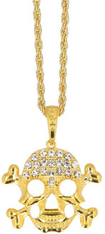 Boland Piraten ketting - schedel - goud - kunststof - carnaval - sieraden