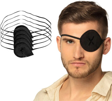 Boland Piraten ooglapjes Luxe - zwart - 25x stuks - met elastiekje - kunststof - kinderen en volwassenen