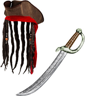 Boland Piraten set - hoed met vlechten - zwaard - 53 cm - carnaval