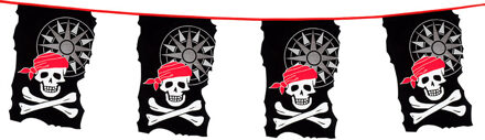 Boland Piraten thema vlaggenlijn - doodshoofd - 10 meter - kunststof - piraten kinderfeestje