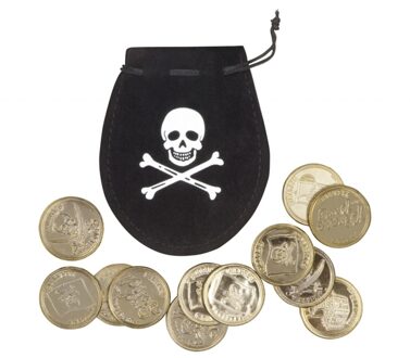 Boland Piraten thema - zak met oude gouden munten - piratenschat - verkleed accessoires Multi