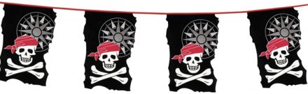 Boland Piraten vlaggetjes slingers met doodshoofden