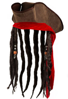 Boland Piratenhoed Met Dreads Polyester Bruin One-size