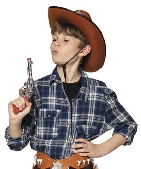 Boland Pistool/revolver - 2x - zilver - 20 cm - kunststof - western thema - verkleedaccessoire