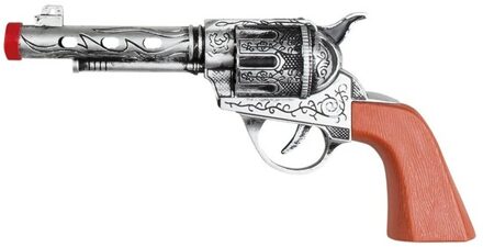 Boland Pistool/revolver - zilver - 20 cm - kunststof - western thema - verkleedaccessoire Multi
